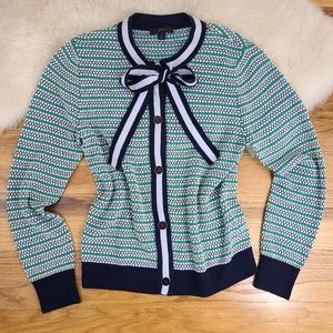 J. Crew Textured Wool Lady Bow Neck Cardigan | S